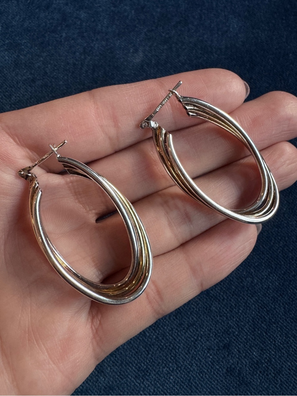 925 SterlingSilver Italy Two-Tone Intertwined Hoop earrings